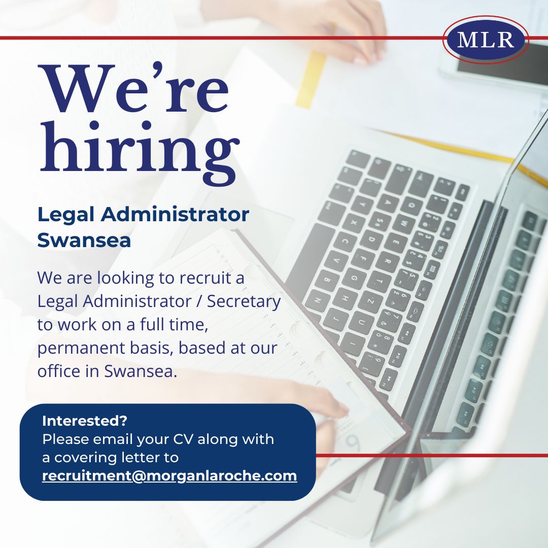 MLRLaw's tweet photo. We’re looking for a Legal Administrator / Secretary to join our busy Swansea office.
 
This full time role offers a great opportunity to support our growing team, providing high quality administrative support across a range of legal sectors.
 
Apply here: https://t.co/QAs6yYAUO0 https://t.co/8tHHcSNQle