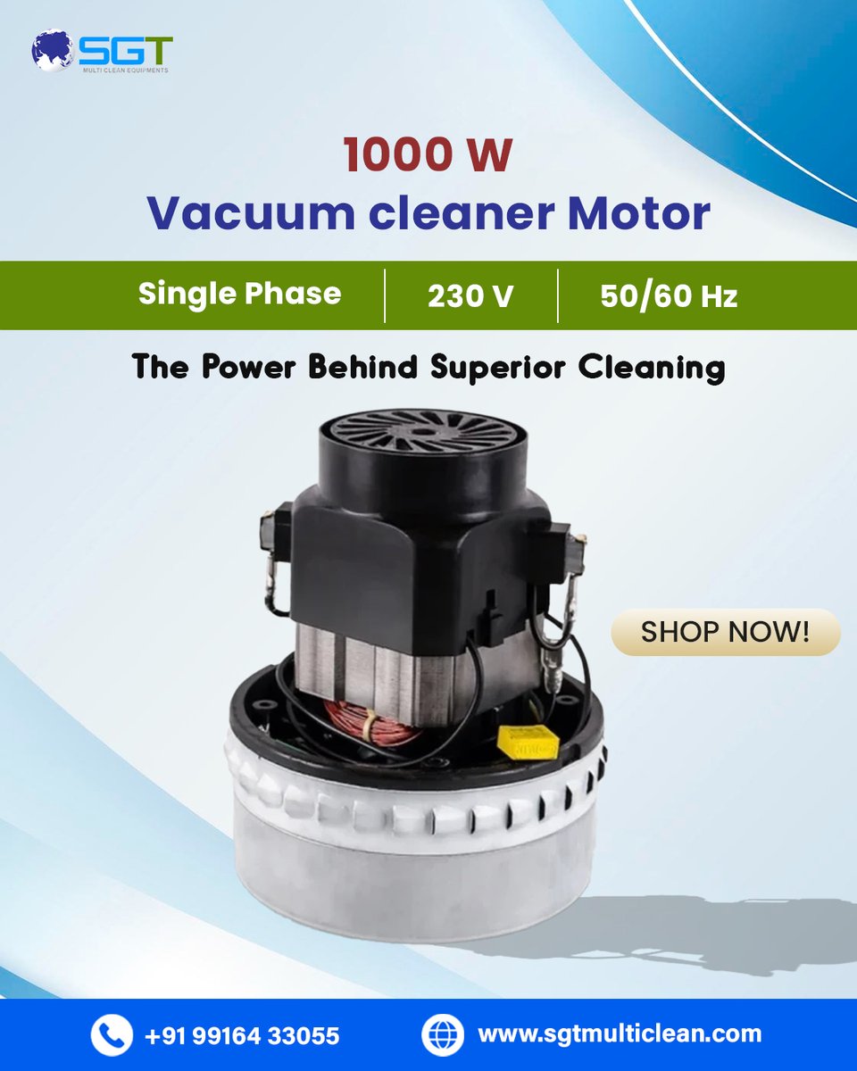 MulticleanSgt's tweet image. Boost performance with SGT Multiclean Equipments 1000W vacuum motor. Powerful suction, reliable efficiency, and perfect for superior cleaning results every time.

Shop now: sgtmulticlean.com

#sgtmulticlean #vacuumcleanermotor #vacuumcleaner #industrialvacuum