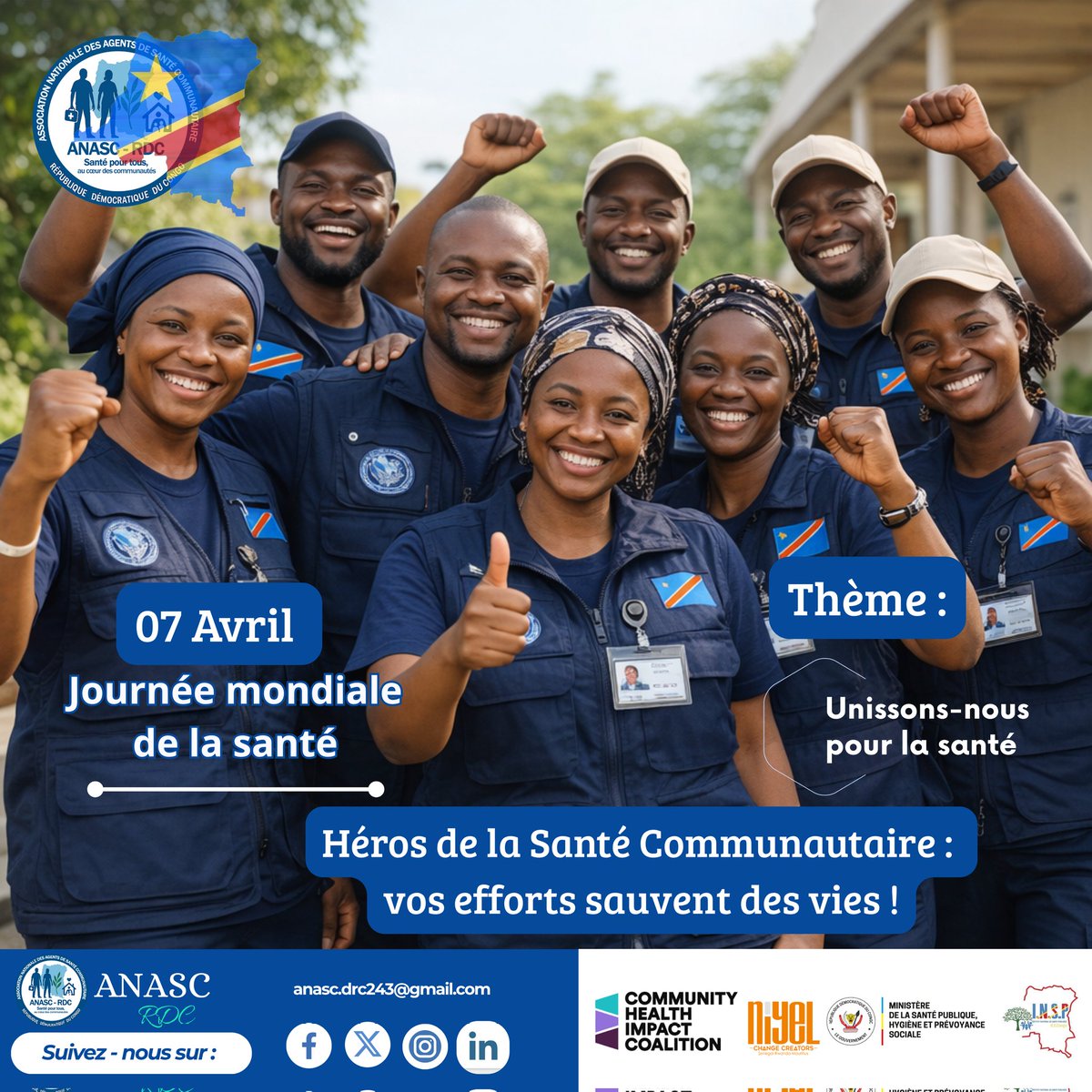 AnascRdc51946's tweet photo. Hommage à nos héros de terrain 💙 : agents et relais de santé communautaire, votre courage sauve des vies ! Merci pour votre engagement. 💪
@join_chic @MinSanteRDC @NiyelCampaigns
#WHWWeek #proCHWs #JournéeMondialeDeLaSanté #SantéPourTous #ANASCRDC #villagereach #medic https://t.co/mbLMGWhbMb