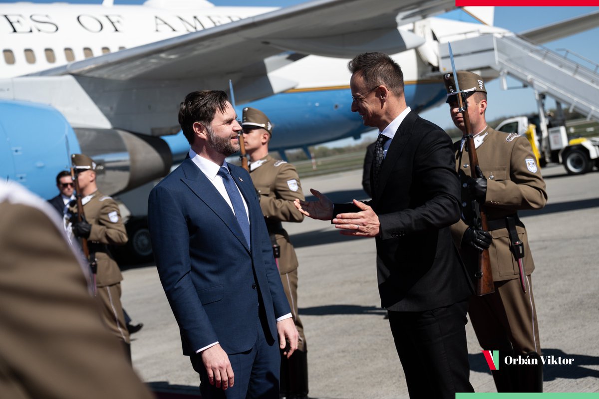 clashreport's tweet image. JD Vance arrives in Hungary to back Viktor Orbán’s election campaign.