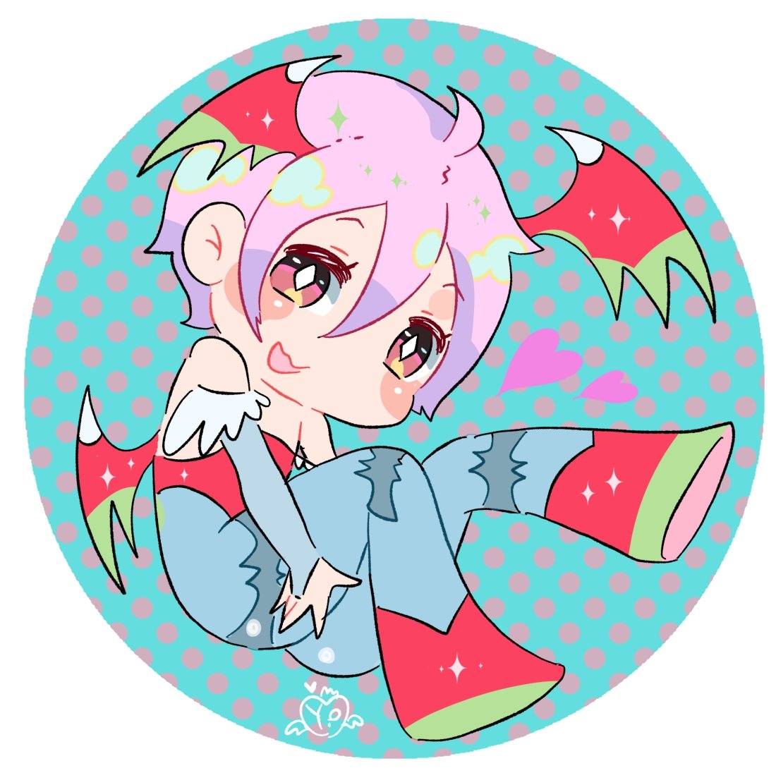 次回の本のノベルティ缶バッジ絵を描きました☺️
 #Darkstalkers  #ヴァンパイア  #Morrigan  #Lilith  #モリガン  #リリス