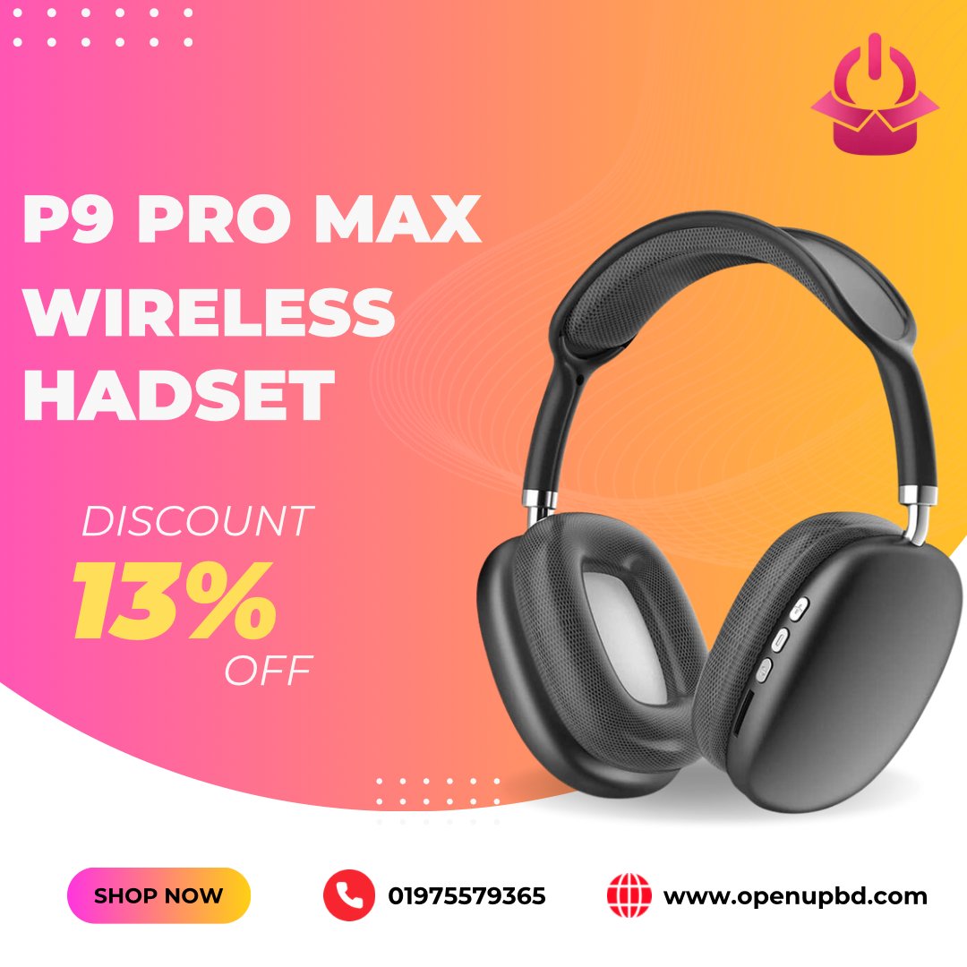 openupbd's tweet image. P9 pro max. 
এই আকর্ষণীয় হেডসেট টি আমাদের openup থেকে পেয়ে যাচ্ছেন আকর্ষনীয় ১৩% ডিসকাউন্টে 🤩
#openup 
#openupbd 
#Headsets 
#P9Promax 
#happycustomer