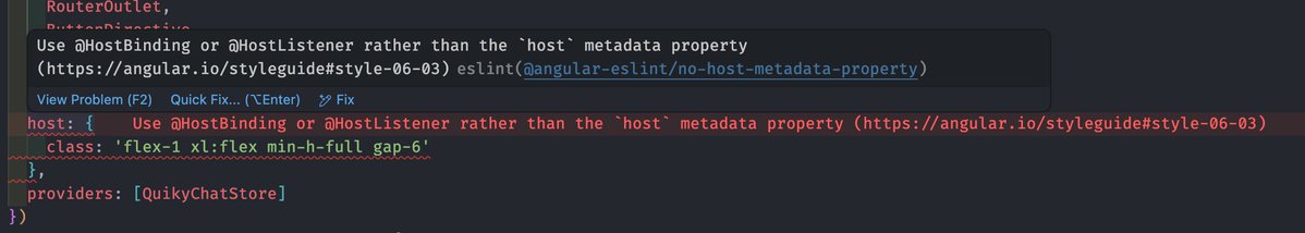 ipwanciu's tweet image. uh oh, opened an old Angular project 😑. That's why nobody was using `host` back then.