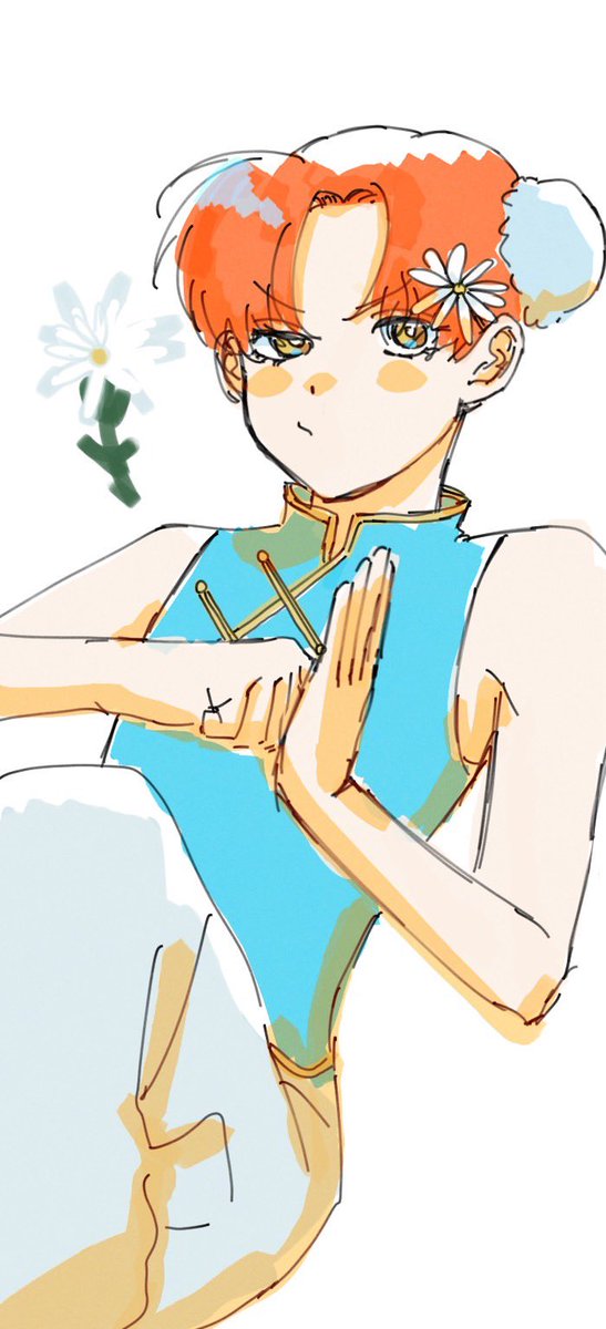 KU30_'s tweet photo. 30分ドロ
お題:女、キュート、オレンジ、水色、中華、植物
#oc https://t.co/eesfmIPfcl