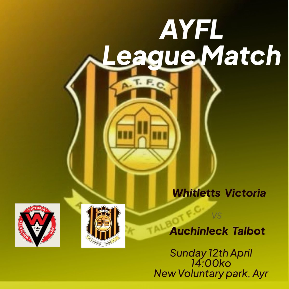 Talbot08s's tweet photo. 𝐔𝐩 𝐍𝐞𝐱𝐭

🆚 Whitletts Victoria FC 2008s
🏆 Ayrshire Youth Football League
🏟 New Voluntary park, Ayr 
🕑 14:00 ko (Sunday 12th April) https://t.co/4IoDd6uiHV