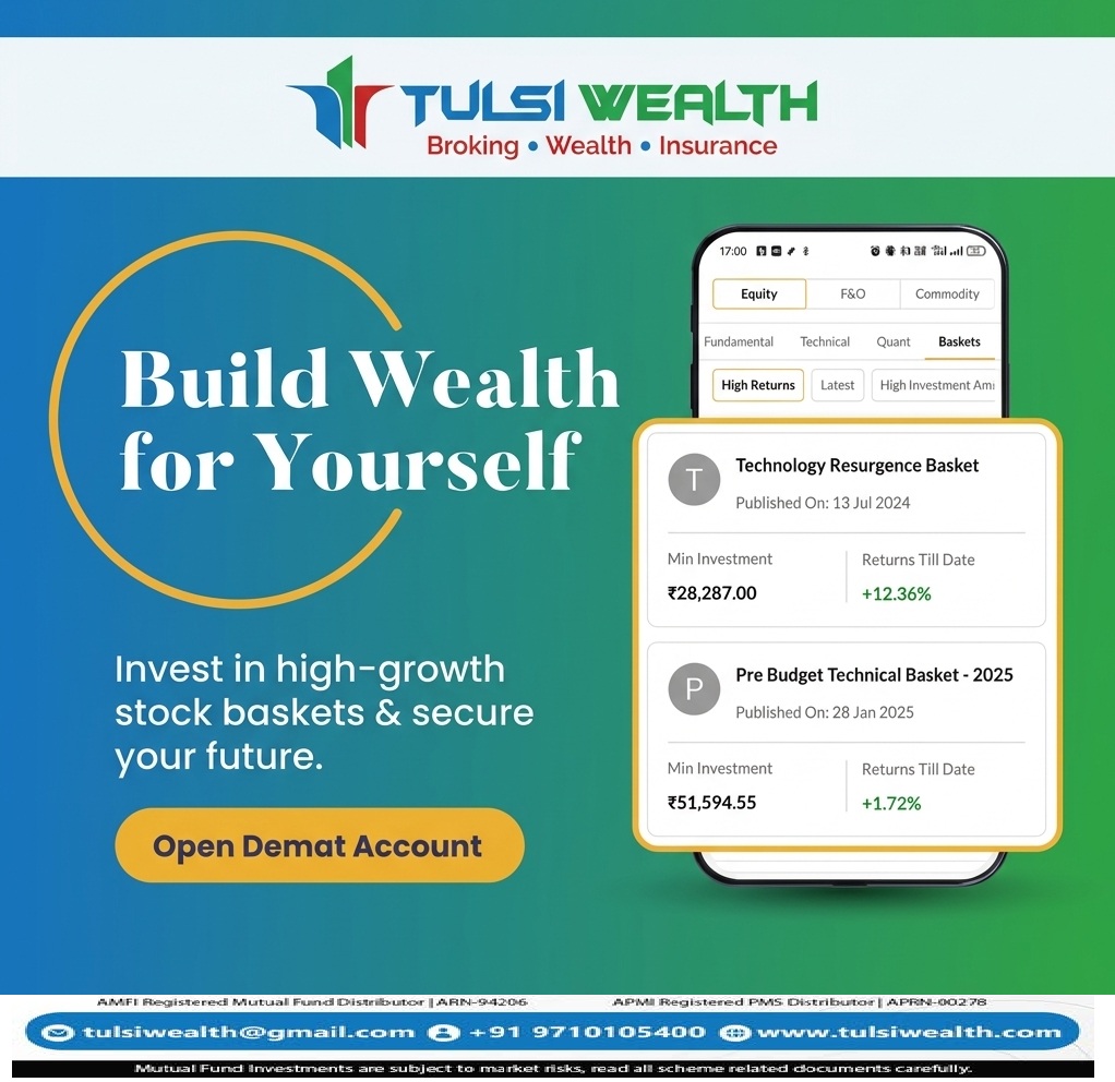 TULSIWEALTH's tweet photo. Open Free Demat Account &amp; Start Trading! 
✅ ₹0 Account Opening Charges
✅ Daily Stock recommendations
✅ FREE Expert Investment Advice
✅ Paperless Demat Account Opening

For More detail on WhatsApp:  https://t.co/nVeWwsnTik

#DematAccount #TradingAccount #StockMarketIndia https://t.co/BQ1TMnjYDL