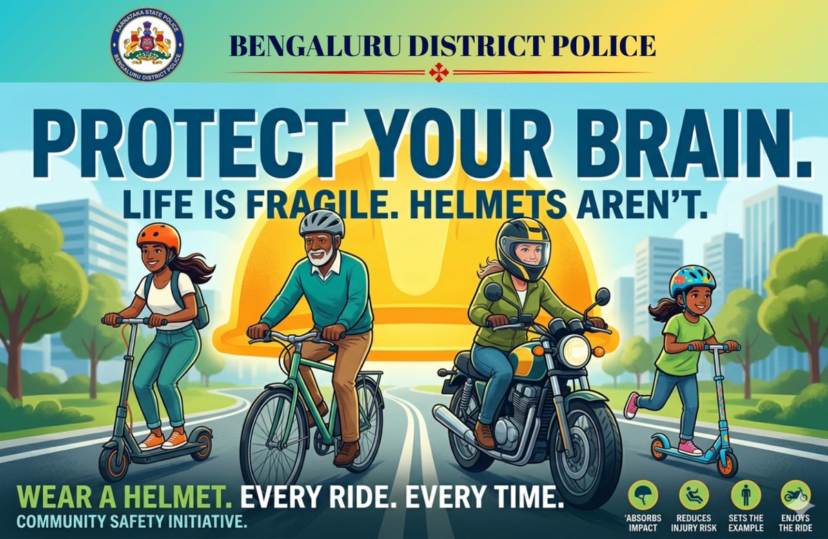 hosakotetraffic's tweet image. Protect your head. Wear your helmet. It’s not just a rule - it’s your life.
#HelmetSaves 
#RideSafe 
#Helmetawareness
#SafetyFirst