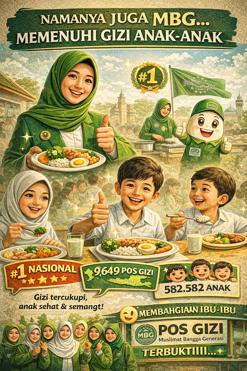 DamiIndana's tweet photo. Gerakan Pos Gizi Muslimat terbukti nyata! Dengan ribuan titik pos gizi, kita pastikan anak-anak Jawa Timur tumbuh sehat, kuat, dan penuh semangat.
#MuslimatBanggaGenerasi #PosGizi #JatimSehat #GiziTerjaga #AnakIndonesia https://t.co/8Hlz5BZwOY