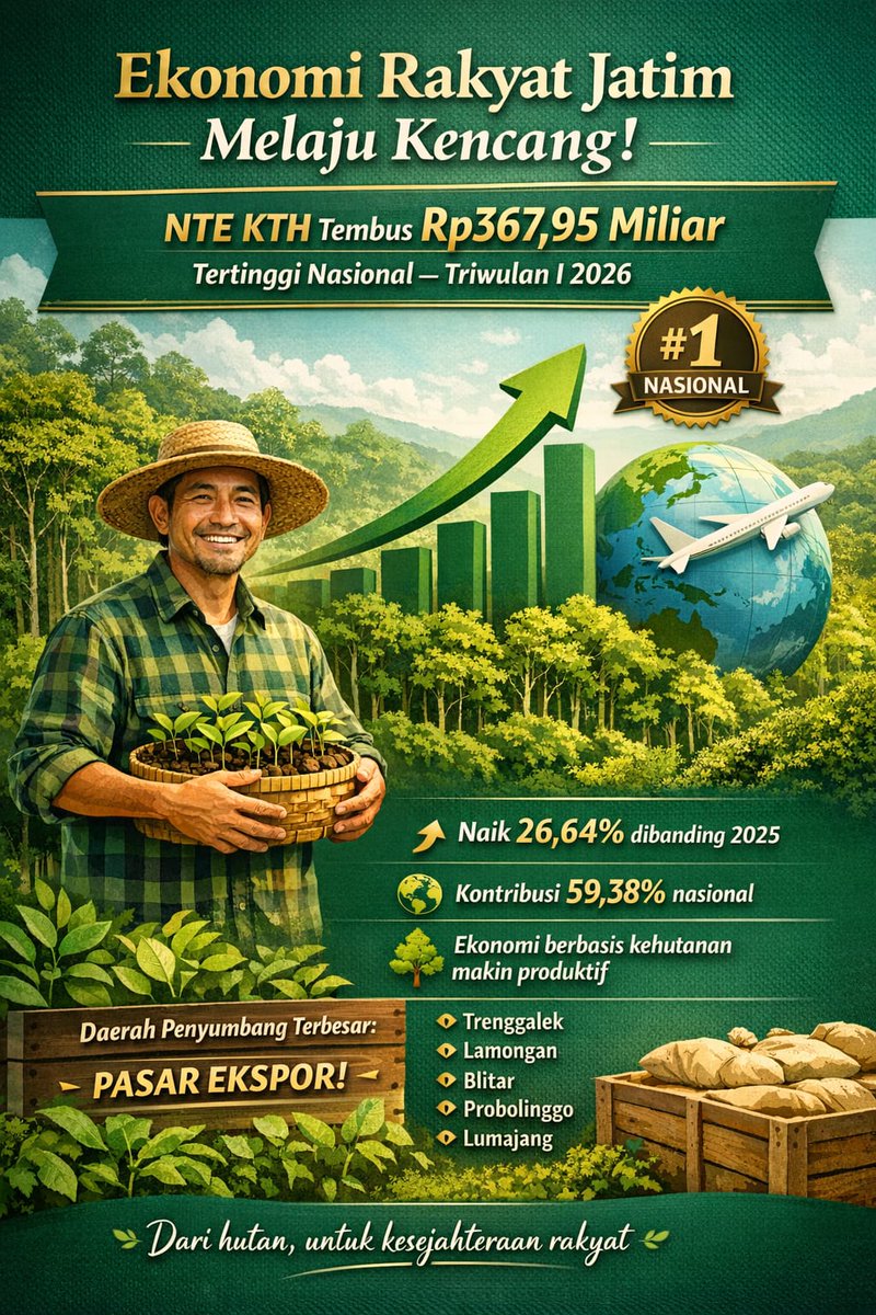 DamiIndana's tweet photo. Luar biasa! Ekonomi rakyat Jawa Timur melaju kencang dengan kenaikan signifikan di sektor kehutanan dan ekspor. Dari hutan, untuk kesejahteraan rakyat!
Hashtag: #EkonomiJatim #JatimBangkit #EksporJatim #KesejahteraanRakyat #PrestasiJatim https://t.co/7Oe0xzgOUl