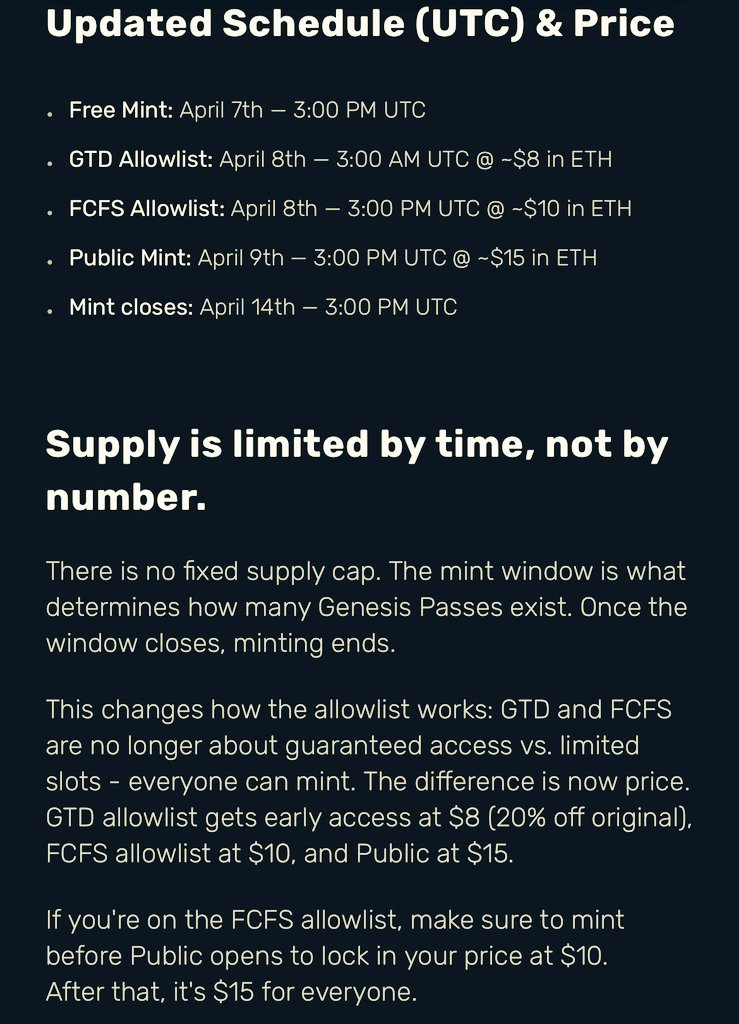 mjcrypt001's tweet photo. Gm Nasun fam Free Genesis Pass mint 3PM UTC Allowlist?
Wallet ready!
allowlist+Alliance(free)
Testnet+Pado/Spectra+mintFinance+AI+Game on Move L1.
Pass=Proof of Origin+rewardsChecked? IN/Preparing!
Grow Nasun #Nasun_io #GenesisPass #MoveL1 @Nasun_io https://t.co/PV4aC7g27X