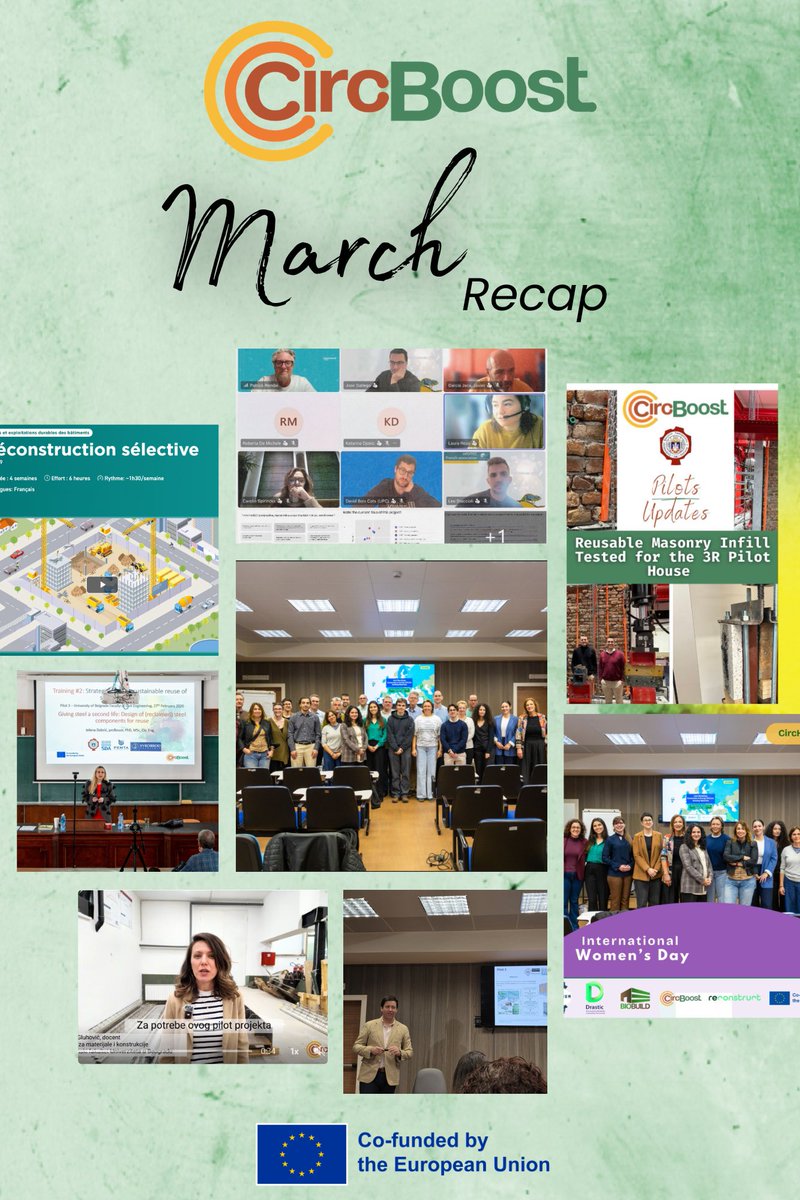 CircBoost's tweet photo. 🎯 Circ-Boost March Recap
🧩 Pilot 3 reusable infill &amp; steel design
📍 CircHub in Naples
🎓 Trainings
♻️ MOOC live
🤝 LCA workshop
#CircBoost https://t.co/5MV2drR98a