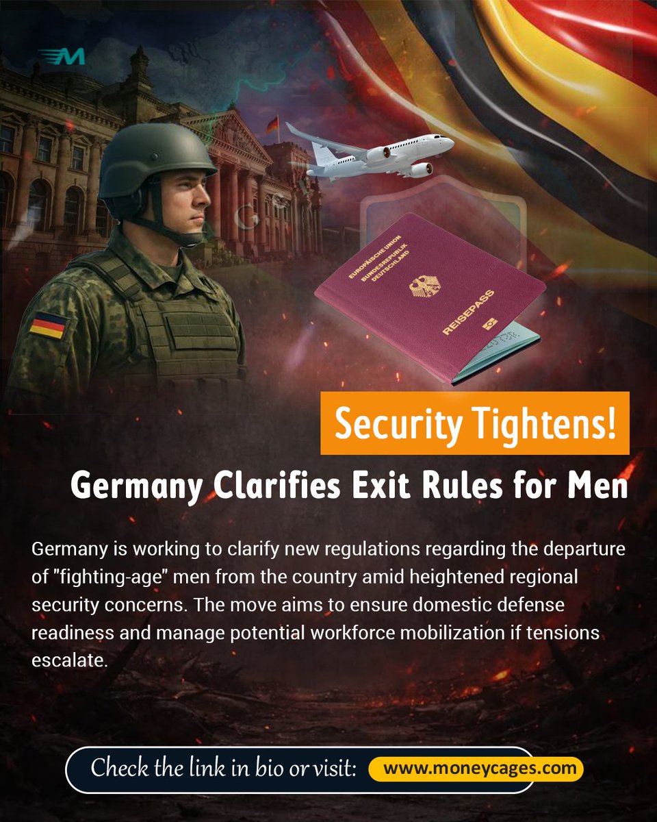 money_cages's tweet image. Germany exit rules for military-age men spark confusion, with concerns over travel restrictions, border checks, and possible policy changes gaining nationwide attention... #Germany #TravelRules #Geopolitics #Europe #MoneyCages

More details below: moneycages.com/ibusiness/germ…