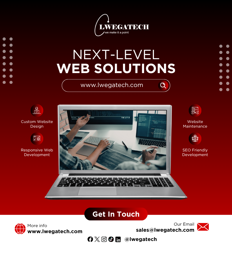 lwegatech's tweet photo. New Week. New Digital Goals.

Take your business to the next level with powerful web solutions:

💻 Custom Website Design
🔧 Website Maintenance
📱 Responsive Development
📈 SEO-Friendly Builds

Let’s grow your online presence 
Visit https://t.co/w0GIUND2fr
#MondayMarketing #WebDesign #SEO #GrowYourBusiness #TechInUG