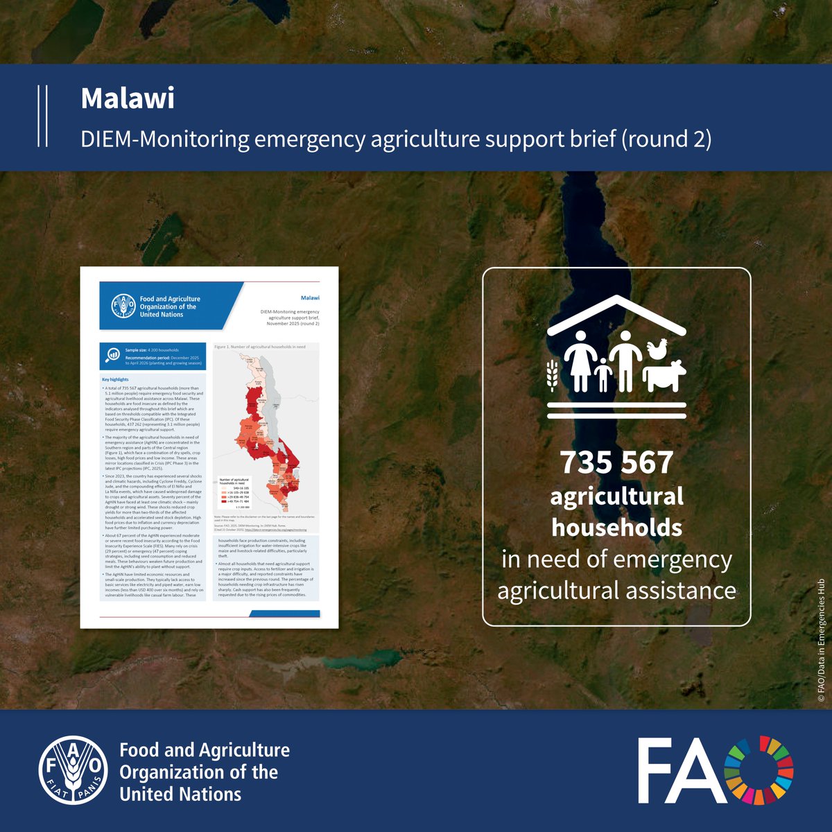 FAOemergencies's tweet photo. More than 700 000 agricultural households in Malawi are in need of emergency assistance according to the latest #DataInEmergencies analysis.

The AgHiN have limited economic resources and small-scale production.

Read more 👉 https://t.co/s3tLoimxyb

#AgHiN https://t.co/KnwBCBA2Hm