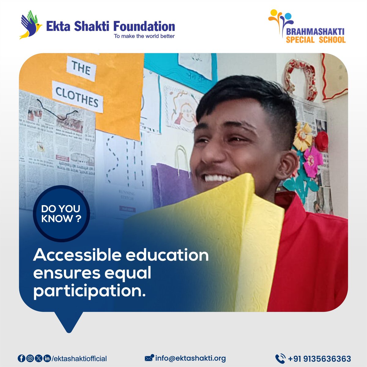 ekta_shakti's tweet image. Do you know? Accessible education ensures equal participation.

#specialchildren #UniqueTalent #differentabilities #SpecialEducationandtraining #donateforthespecialchildren