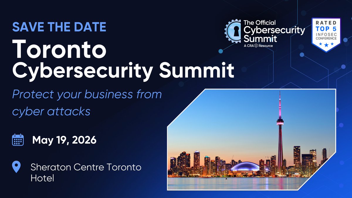 wisporg's tweet photo. 🔐 Join the @cyberriskall  Toronto Cybersecurity Summit on May 19, 2026!
Use @wisporg code: CSS26-WISP 
for FREE admission (subject to availability - save $250) 🎟️
✔️ Expert sessions
✔️ 8 CPE credits
✔️ Networking + meals included
Register now! https://t.co/feBjGlJQ2y https://t.co/vkvBfifHoe