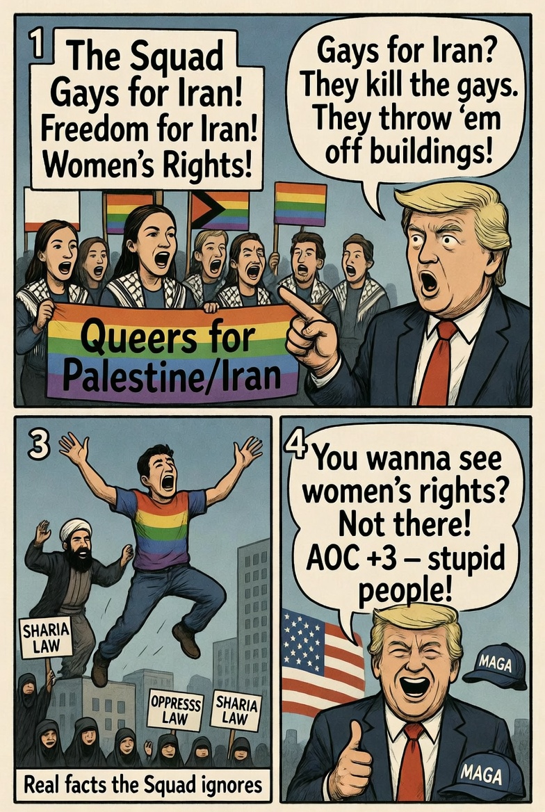 ANM1031's tweet photo. @WallStreetApes Politics in one sentence: people cheering for places they wouldn’t last a day in—make it make sense 🤦‍♂️😅 https://t.co/3rwT0D96sb