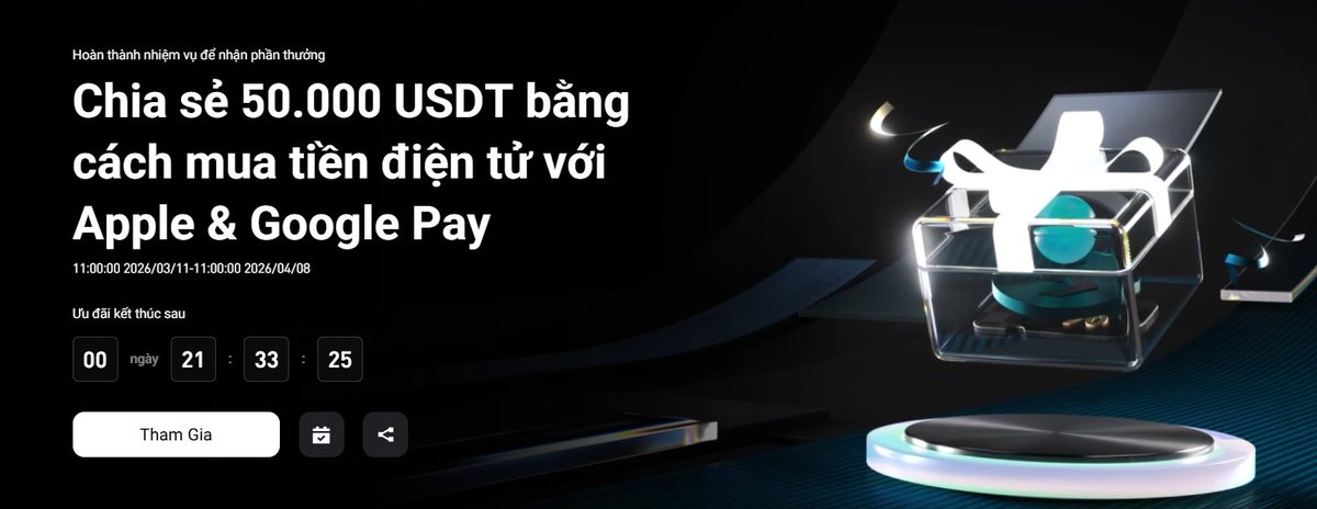 Jkai7041's tweet photo. Event mua tiền điện tử với Apple &amp; Google Pay t thấy mới ra mấy nay chia tổng pool 50kU, t có đọc mấy task thì thấy được 2 task ổn bonus 15u là mua 200u crypto. Có bác nào biết event này không?

Đây là thông tin tham khảo, không phải lời khuyên đầu tư nhé ae! https://t.co/sFvpNddnjZ