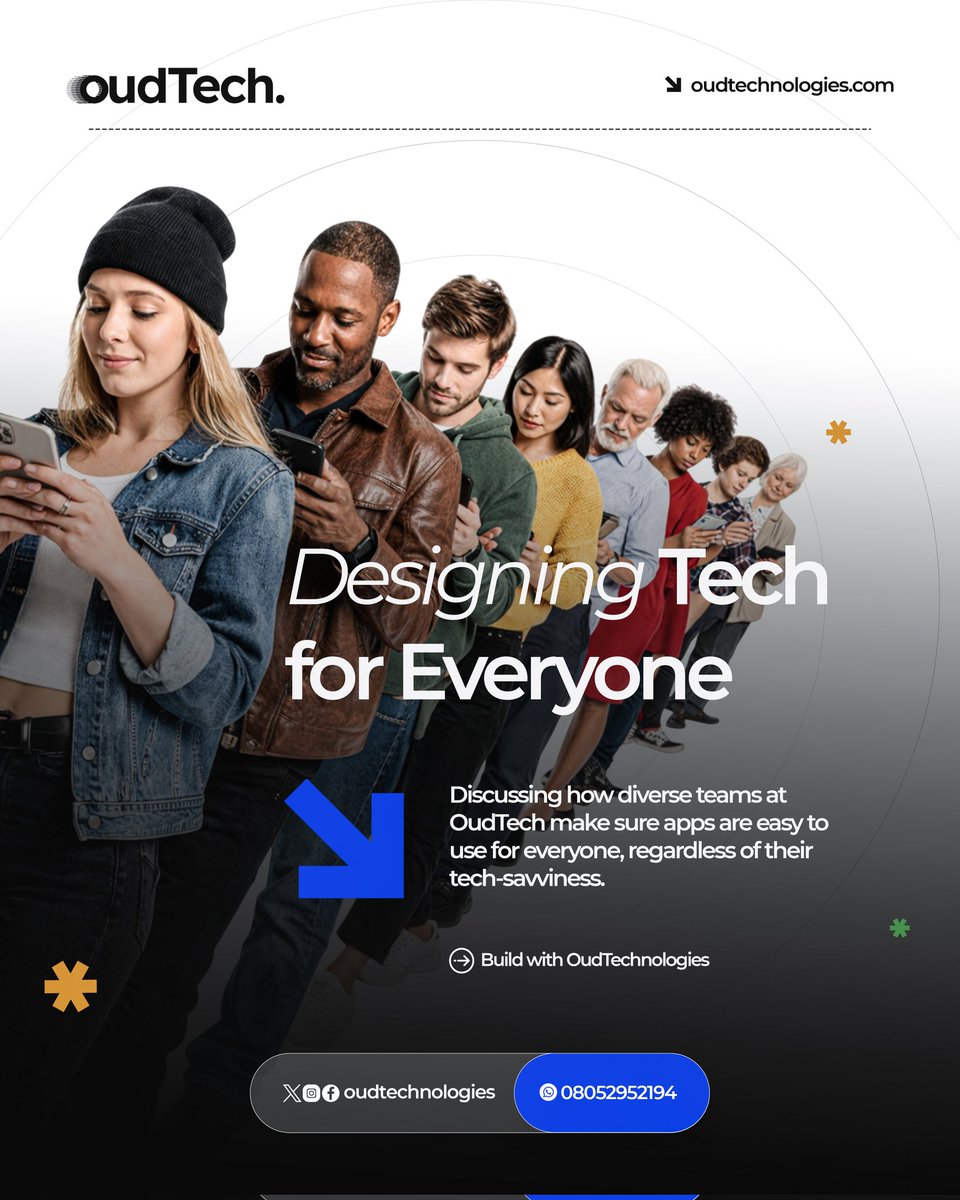 OudTechnologies's tweet photo. Tech should work for everyone, not just the tech-savvy ones. 🖥️✨

At OudTech, we build with every kind of user in mind. Because great design isn't exclusive, it's inclusive.

👉 Build with us → info@oudtechnologies.com 

#NovelinhasDaGlô #sincerão #OudTech #softwaredevelopment https://t.co/Cuhgz5jN9o