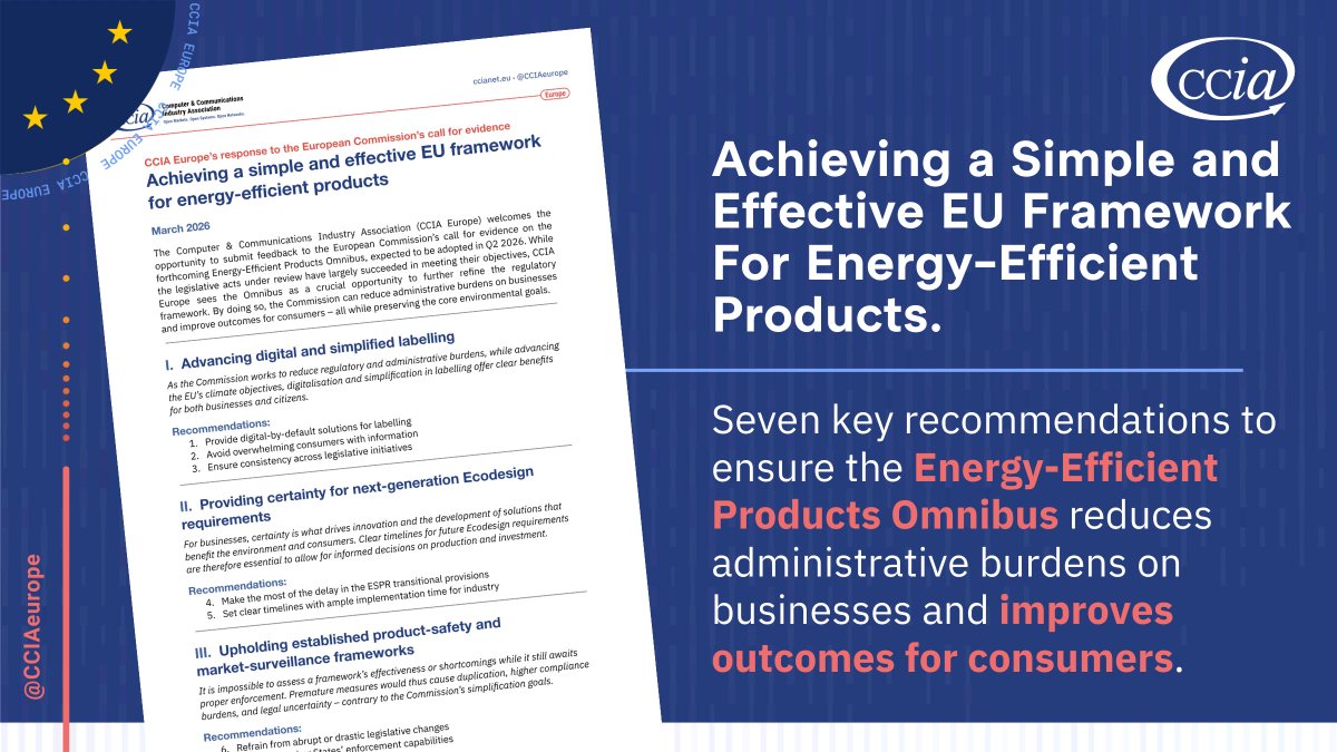 CCIAeurope's tweet image. How can we support #EnergyEfficient products through a simple and effective EU framework? ♻️ 

7️⃣key recommendations for the @EU_Commission  to ensure the upcoming #EnergyEfficientProductsOmnibus reduces administrative burdens and delivers better outcomes for #consumers. 

👇