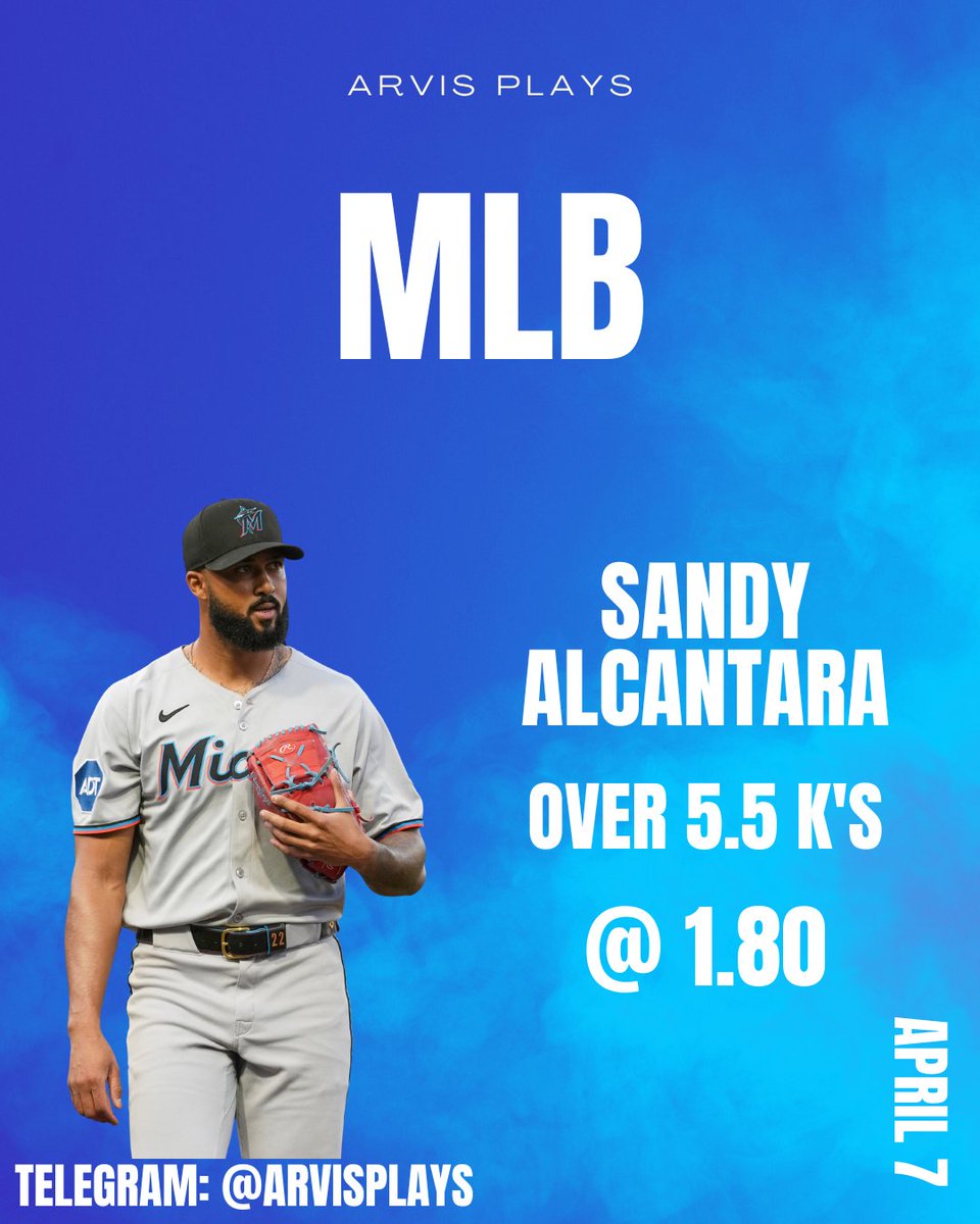 mrbpicks's tweet photo. Starting with MLB action!

Marlins - Reds
Pick: Sandy Alcantara over 5.5 strikeouts
Odds: 1.80
Stake: 3 units

#gamblingx https://t.co/f70NfaZp0o
