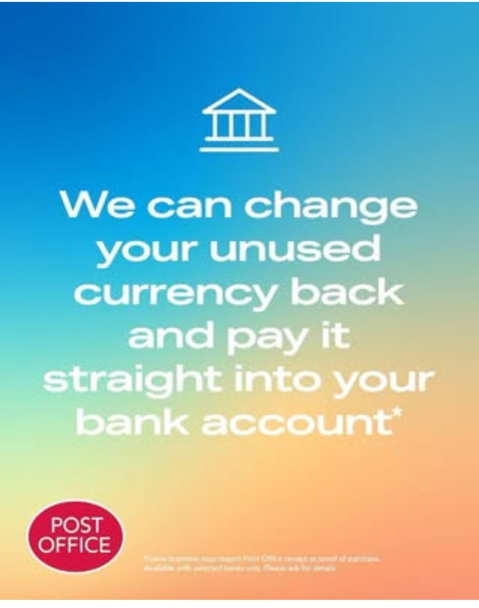 ulvpostoffice's tweet photo. Travel money left over after your holiday? Don't worry...We'll buy it back in branch!

Just pop in and speak to the team to find out more. https://t.co/g3MHHsPSqT