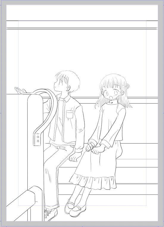 線画トレスまで終わったー。小花も散らさねばなんだけど、輪郭なしで色塗った方がかわいい気がするのであとまわし。 