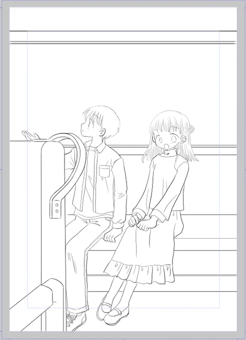 線画トレスまで終わったー。小花も散らさねばなんだけど、輪郭なしで色塗った方がかわいい気がするのであとまわし。 