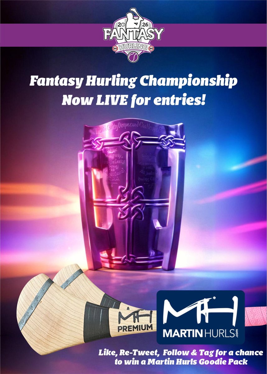 ⚾️🌟 COMPETITION GIVEAWAY🌟⚾️
Along with our sponsor’s <a href="/martinhurls123/">Martinhurls.com</a> we’re giving away a Hurling Goodie Pack along with one Free entry to our Championship game. 

To enter:
✨ Like 
✨ Retweet 
✨ Tag 3 friends to challenge
✨ Must be following <a href="/FantasyHurling/">Fantasy Hurling 2026</a> &amp; <a href="/martinhurls123/">Martinhurls.com</a>