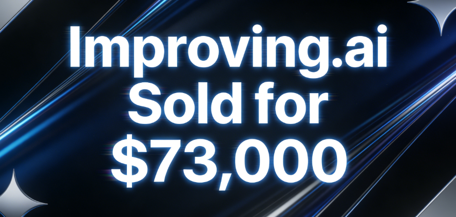 DomainNews24's tweet photo. Domain Sold!
💰Improving. ai Sold for $73,000
🛒Sold via Spaceship .com  
🗓️April 4, 2026
This domain name is suitable for all scenarios including AI algorithm development, intelligent system optimization, enterprise digital upgrades, and AI tool platforms.
more：https://t.co/9k4SZg3EZP
