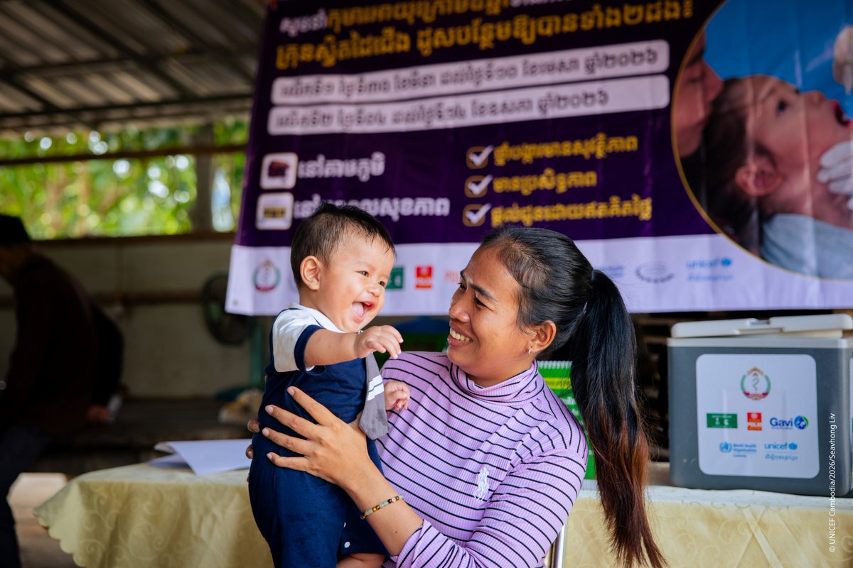 UNICEFCambodia's tweet photo. On today’s World Health Day, we recognize that health is the foundation of every child’s growth, protection, and future. Vaccination 💉💧 gives children the best start in life by protecting them from preventable diseases. https://t.co/Lx8VLaX3ck