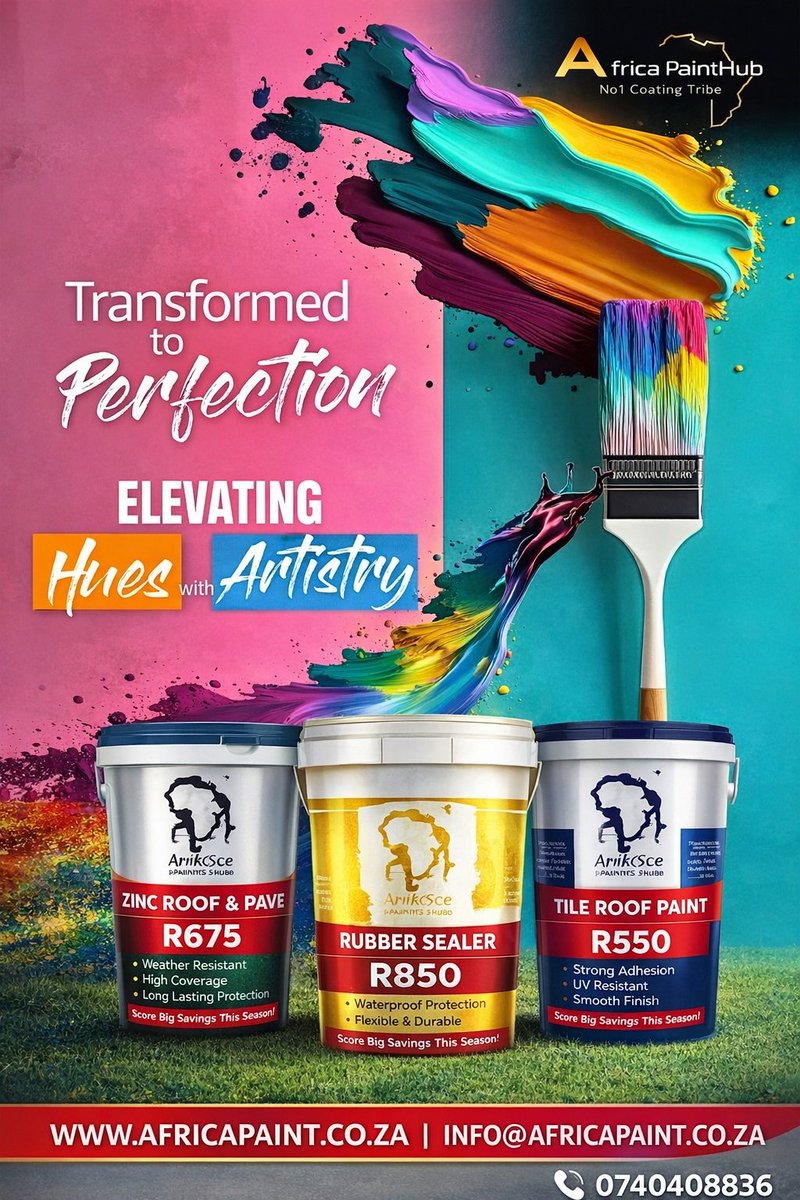 ✅ High coverage
✅ Durable &amp; weather مقاistant
✅ Professional-grade results
Whether you're a contractor or homeowner, Africa PaintHub delivers coatings you can trust.

📞 074 040 8836
🌐 africapaint.co.za⁠�
📧 info@africapaint.co.za

#easter #bafanabafana #eff #anc