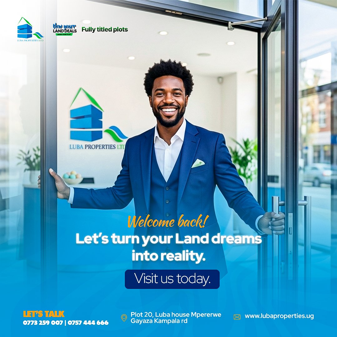 Luba_Properties's tweet photo. Our team is back, refreshed, and ready to help you find the perfect property.
#LubaProperties #WeAreOpen #RealEstateUganda #PropertyDeals #AfterEaster #InvestSmart https://t.co/rkJurNTF5y