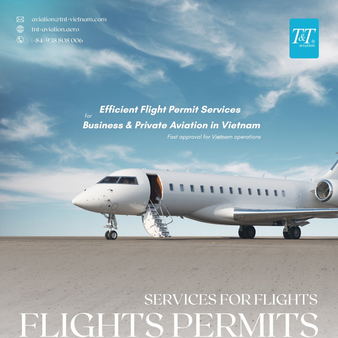 TNT_AVIATION's tweet photo. Efficient Flight Permit Services for VIP Operations🇻🇳
We provide flight permit support for VIP and business flights to Vietnam, whether for travel or work, across international airports nationwide.
WhatsApp: (+84) 938 808 006
Email: aviation@tnt-vietnam.com
#AviationServices https://t.co/kw78MaqoHx
