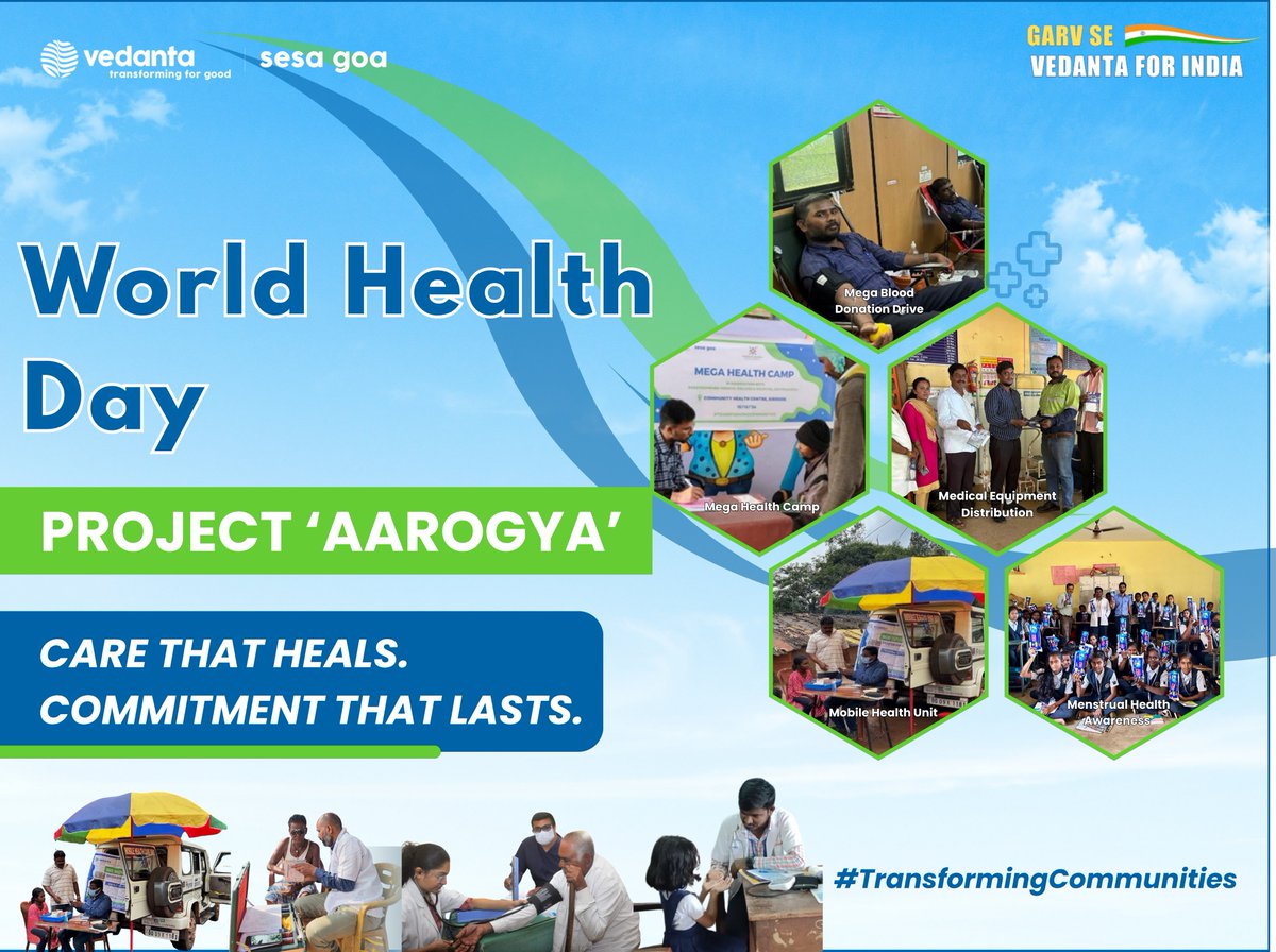 V_I_S_L's tweet photo. At Vedanta Sesa Goa, we believe that good health &amp; well-being are the foundation of resilient communities. On this World Health Day, through Project Aarogya, we renew our commitment to #TransformingForGood by working hand‑in‑hand with communities to create healthier, stronger, https://t.co/BWbql9LhhF