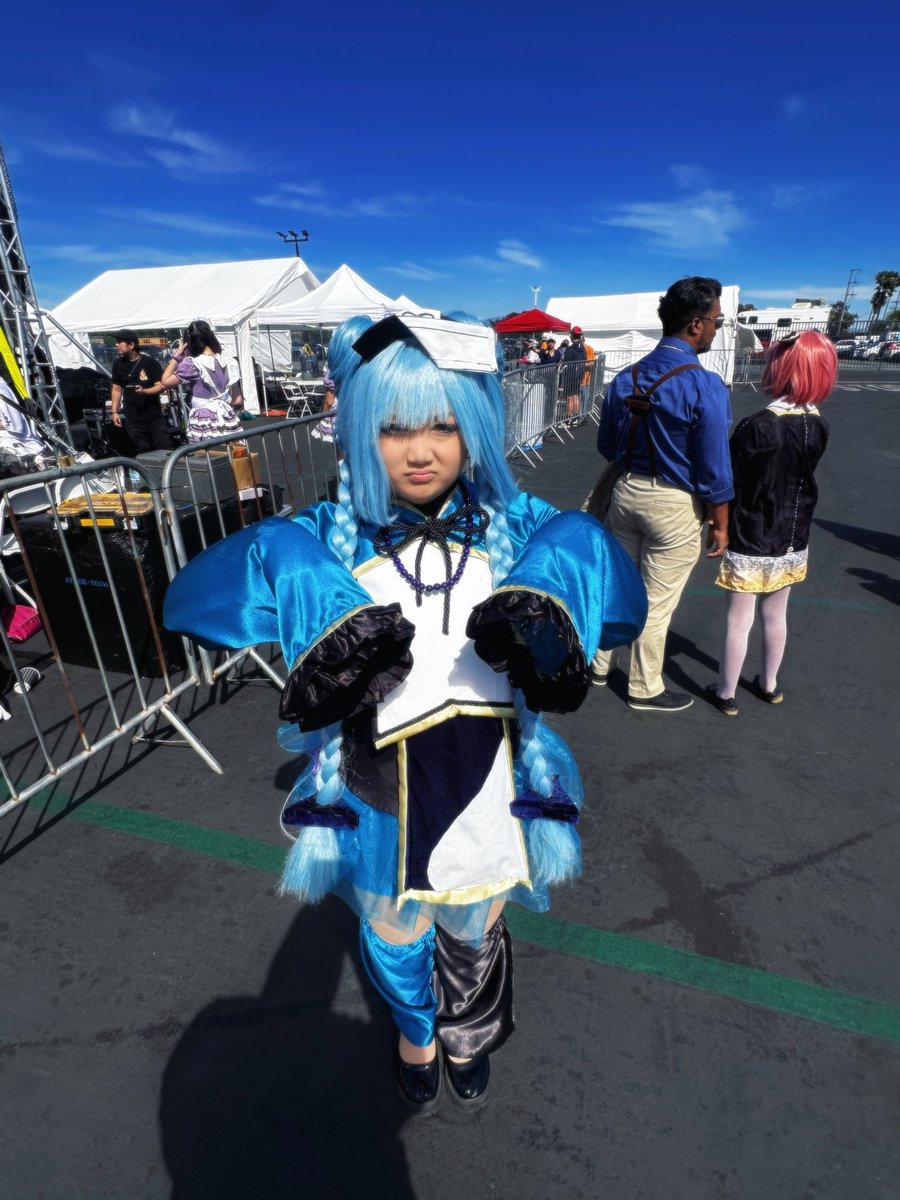first cosplay contest at OC Japan Fair with my first ever fully sewn cosplay!!! ofc had to do jiangshi miku 😋