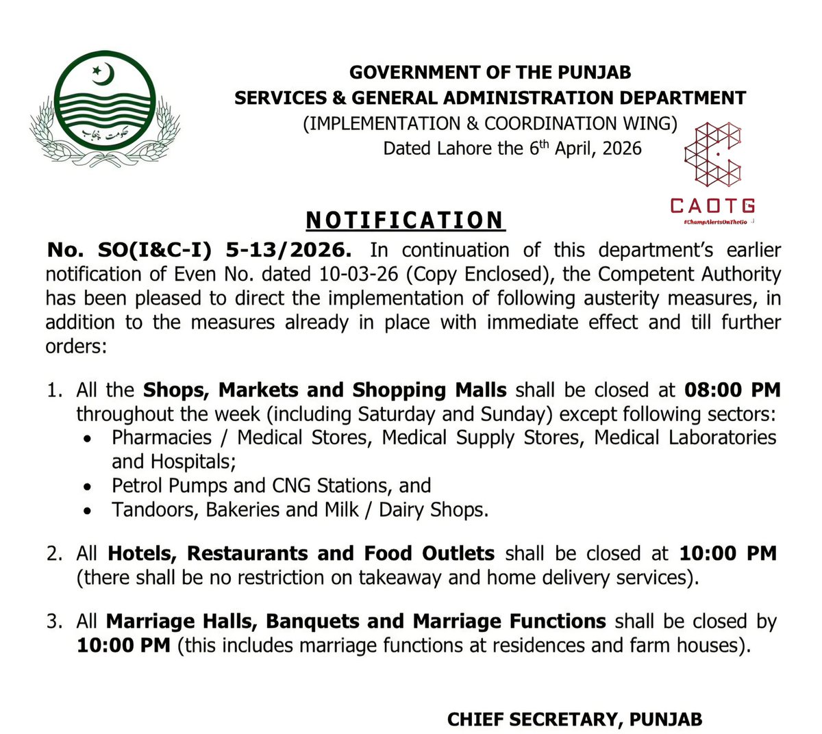 shaheryarhassan's tweet image. #Punjab: #AusterityMeasures 
#ChampAlertsOnTheGo #CAOTG