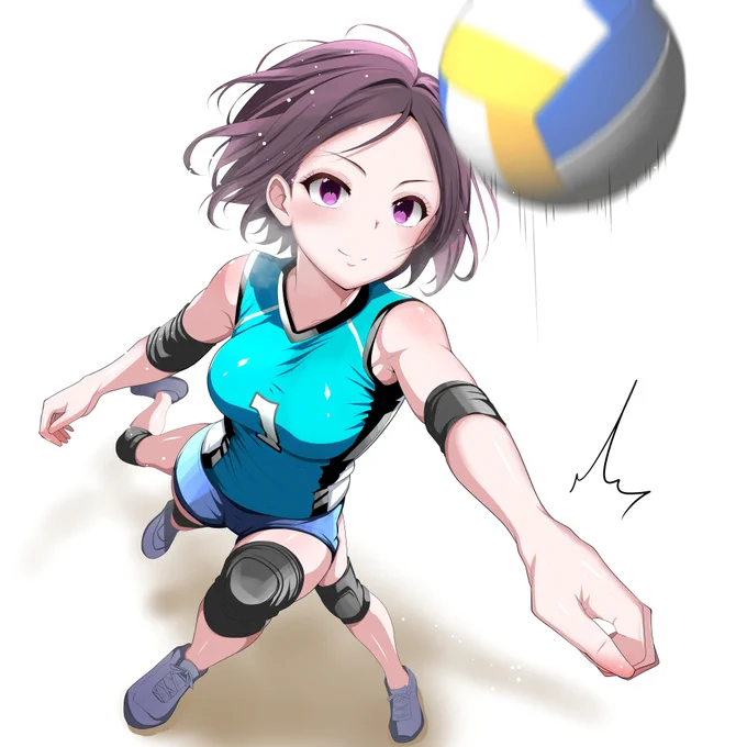 ご依頼作品を納品しましたので公開します 多脚のおねーさんを描きました スポーツ少女、スポーツ万能とのことでかっこよく爽やかにバレーに打ち込む多脚おねーさんです( *'艸`) #Skebリクエスト募集中