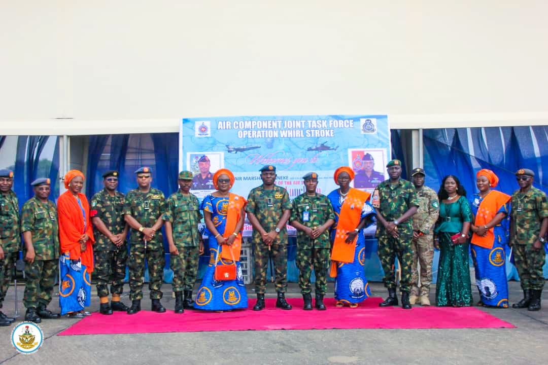 NigAirForce's tweet photo. CAS CHARGES TROOPS TO SUSTAIN JOINT AIR-GROUND STRIKES AGAINST TERRORISTS, REINFORCES FRONTLINE MORALE IN MAKURDI

The Chief of the Air Staff (CAS), Air Marshal Sunday Kelvin Aneke, on 6 April 2026 hosted personnel of the Air Component, Operation WHIRL STROKE (AC OPWS), to a special Easter luncheon in Makurdi aimed at reinforcing frontline morale while sustaining the momentum of ongoing joint air-ground operations. The CAS described Easter as a solemn period symbolising sacrifice, discipline, and spiritual renewal, values that resonate strongly with the ethos of military service. He paid glowing tribute to the gallant men and women of AC OPWS and the wider Armed Forces of Nigeria, noting that their courage, professionalism, and unwavering dedication remain central to recent operational gains and continue to inspire confidence in the Armed Forces’ ability to restore peace and security.

Represented by the Chief of Medical Services, Air Vice Marshal Ikechukwu Ogbodo, the CAS reaffirmed that the Nigerian Air Force, in close synergy with sister services and other security agencies, remains resolute, proactive, and unyielding in ongoing operations against bandits and terrorist elements. He disclosed that the Service has intensified intelligence-driven air campaigns through sustained precision strikes, close air support, armed reconnaissance, and interdiction missions that continue to disrupt enemy logistics, dismantle command structures, and deny hostile elements freedom of movement across the theatre. He added that recent gains recorded within the joint operations area are a direct reflection of troop professionalism, effective joint synergy, and the NAF’s deliberate investment in advanced combat platforms, attack helicopters, surveillance systems, unmanned aerial vehicles, and precision-guided munitions designed to dominate the battlespace and deny terrorists the opportunity to regroup.

The CAS further noted that the NAF will continue to prioritise civil-military cooperation and troop welfare initiatives as critical enablers of morale and sustained mission focus. Earlier, the Air Officer Commanding Tactical Air Command, Air Vice Marshal Micheal Ekwueme, described the luncheon as a strategic morale-building engagement that reinforces comradeship and operational synergy within the Joint Operations Area. In a separate remark, the Air Component Commander, Operation WHIRL STROKE, Wing Commander OO Evulobi, assured the CAS that personnel remain fully committed to sustaining the current operational tempo and delivering decisive airpower effects in support of surface forces. The engagement once again underscored the people-centric leadership of the CAS and his commitment to sustaining a highly motivated, professional, and mission-ready force.

#NAF #AirPower #OperationWhirlStroke #JointOperations #CounterBanditry #CounterTerrorism #TroopMorale #OperationalEffectiveness #MissionReadiness #NationalSecurity #NigerianAirForce