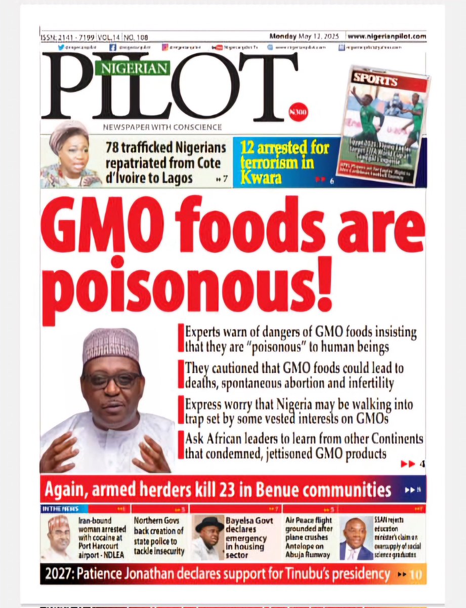 cefsarintl's tweet photo. "GMO FOODS ARE POISONOUS"
This is boldly written in red; proof that this isn't a joke.
We are not here to whisper; we are here to warn! What are the harms of GMOs? You know,share in the comment section, let’s educate and awaken everyone.#cefsar #bangmos #gmos #notogmos https://t.co/wcjYBJfTbX