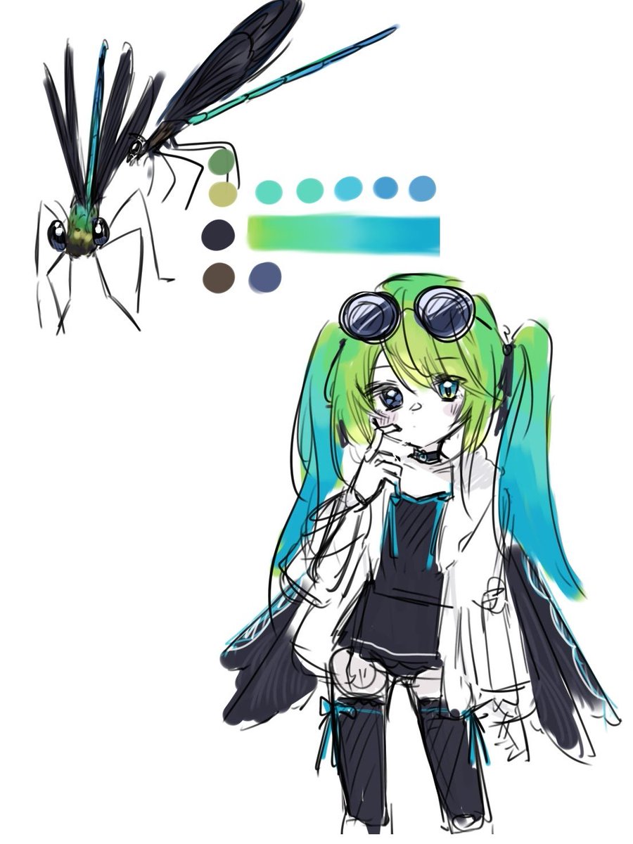 過去絵漁ってたらこんなものを見つけた 多分ハグロトンボかな? 描きかけだけど 