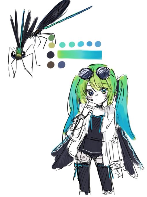 過去絵漁ってたらこんなものを見つけた 多分ハグロトンボかな? 描きかけだけど 