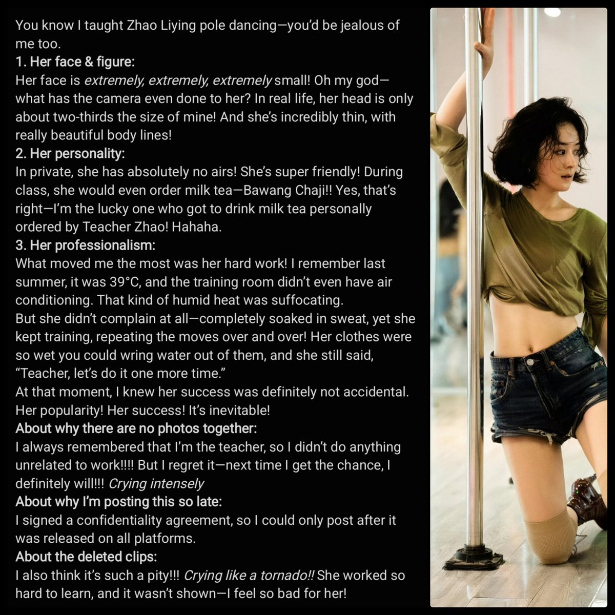 b_wanderer_soul's tweet photo. ZLY’s success isn’t luck or coincidence, it’s built on pure dedication, persistence, and hard work. Everyone who’s worked with her can’t stop praising her. Even the coach who trained her in pole dancing for #WeGirls spoke highly of her commitment. ❤️
#ZhaoLiying #赵丽颖 #CDrama https://t.co/1xTMsp2YXH