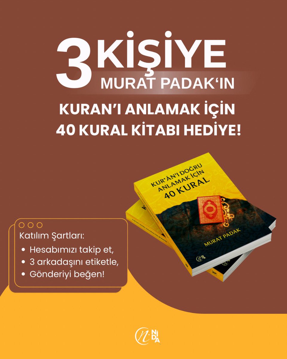 📚 ÇEKİLİŞ ZAMANI! 📚
​Murat Padak’tan “Kur’an-ı Doğru Anlamak İçin 40 Kural” kitabı hediye fırsatını kaçırmayın!
​📅 SON KATILIM TARİHİ: 12 Nisan
​Kazananlar 13 Nisanda’da hikayelerimizde duyurulacaktır.