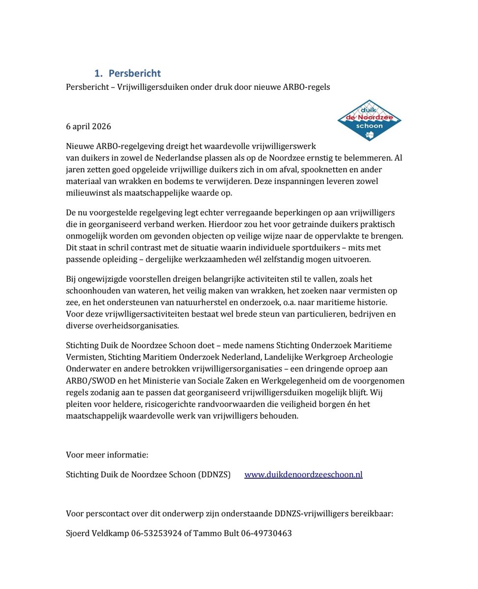 Het zoeken naar vermiste personen op de Noordzee is door het <a href="/MinisterieSZW/">Ministerie van Sociale Zaken & Werkgelegenheid</a> onmogelijk geworden. Daarom hebben wij deze brief mede ondertekend. Ondanks meerdere gesprekken blijven aanpassingen uit. Zonder aanpassingen kunnen wij deze zomer niet meer zoeken naar vermiste personen!
