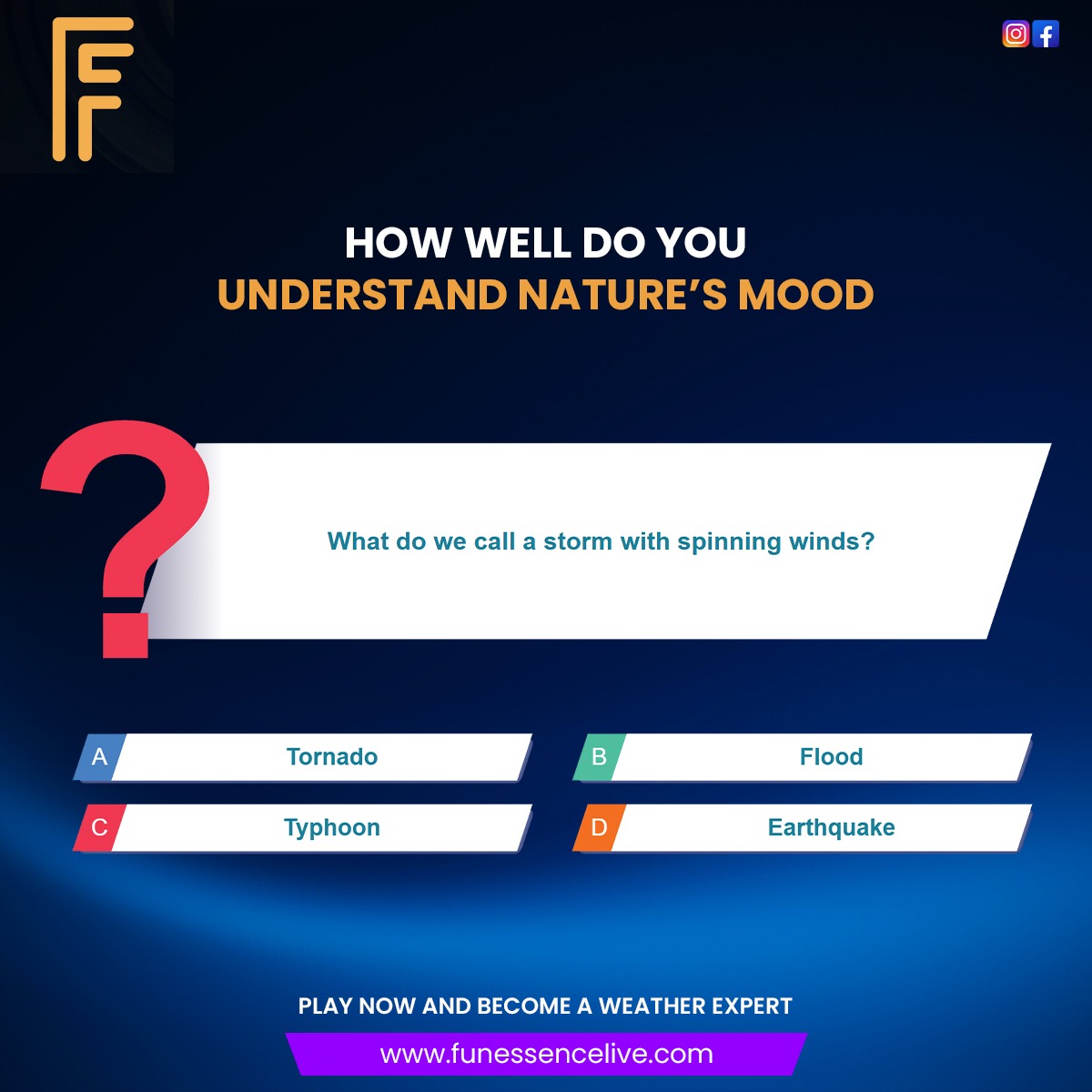 funessencelive's tweet photo. How sharp is your knowledge of nature answer it right and prove your skills
.
#weatherquiz #natureknowledge #quizchallenge #mindtest #triviaquestions #learnandplay #dailyquiz #knowledgeboost #funlearning #quiztime #funessencelive #brainpower #challengeyourself https://t.co/s1Q0Exulyp
