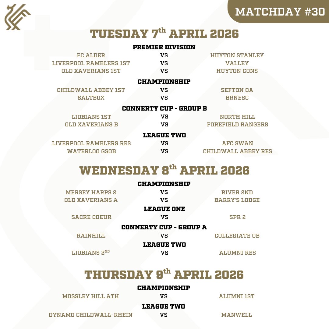 lpoolfl's tweet image. MATCHDAY #30

It’s time for our midweek football to begin and we’ve got a great line up over the next 3 days across our competitions!

Good luck everyone 🤝

#LFL