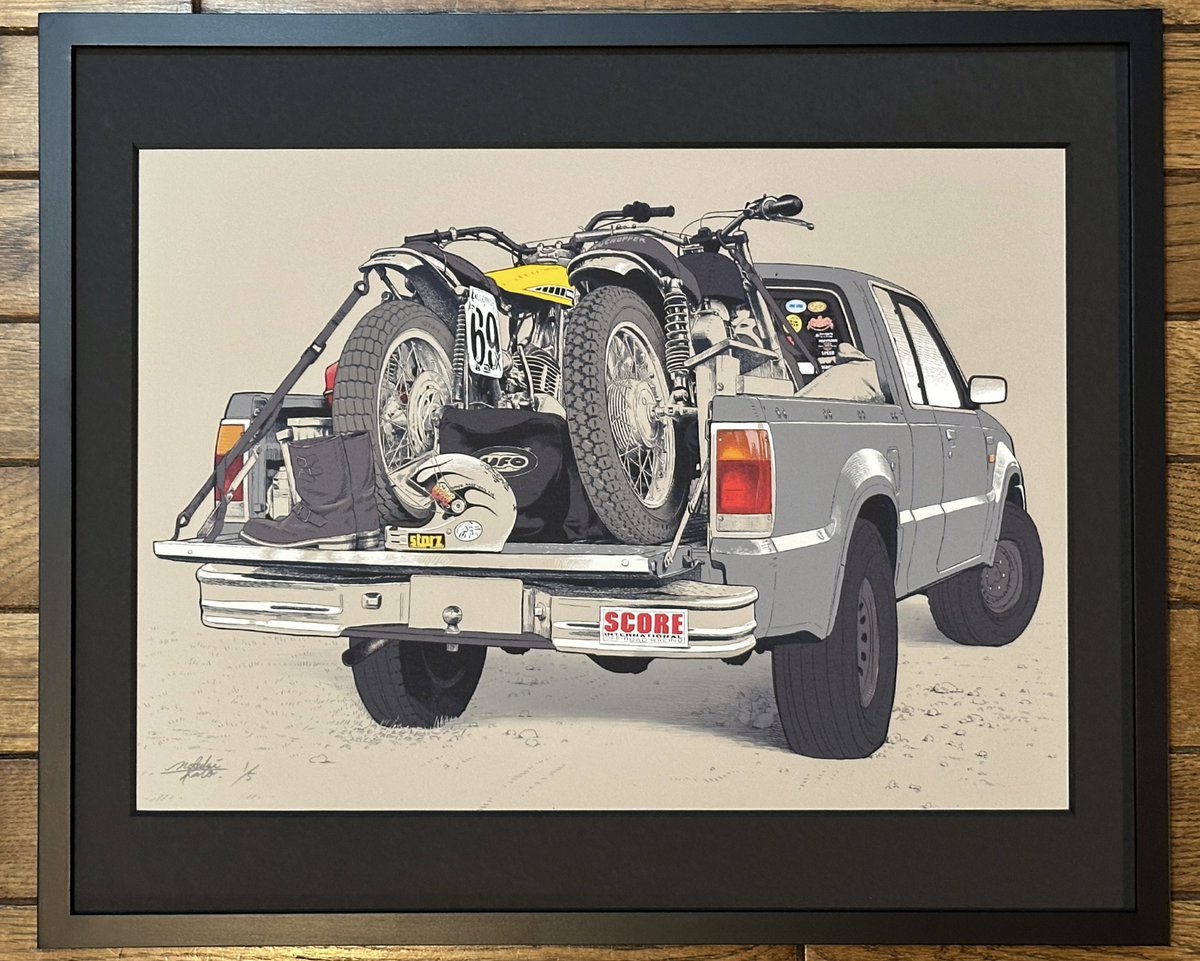 nobtree's tweet image. HAVE A BIKE DAY. vol.8
Racing trailer
MAZDA PROCEED
やっぱりピックアップトラックにフラットトラックレーサーの組み合わせが1番好きなんです。
この作品はMAZDAのプロシードというところにさらにグッときて描かせていただきました。
#HaveABikeDay. @HABDmotoart