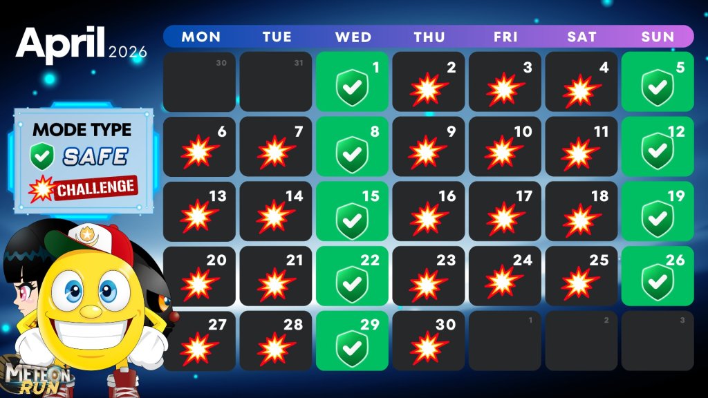 meteorn_run's tweet photo. 2 New Modes for MeteonRun! 🚀✨

🛡️ Safe Mode: Steady profit! Rewards > Repair cost. Perfect for daily earnings. 📉💰 
🔥 Challenge Mode: High risk, High return! Aim for the $GMTO jackpot! 🎰💥

Changes daily at 1:00 AM (JST). 🌙 Check the Calendar below! 📅👟

#MeteonRun  #P2E https://t.co/8MwTBu0u4K