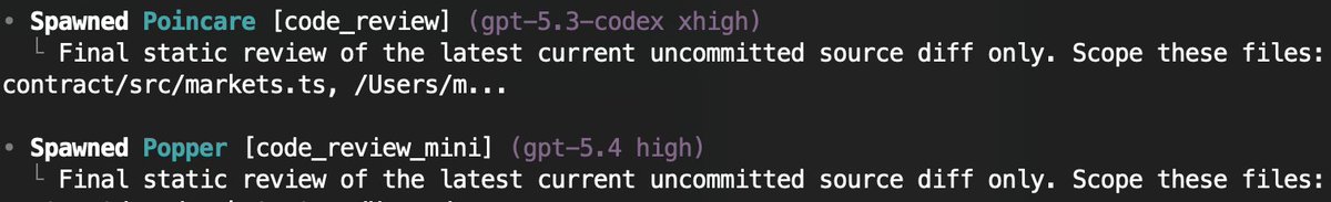 MatusVarcek's tweet photo. @kr0der After each run, two subagents are automatically launched for code review. While 5.3-Codex performs better in certain areas, neither is better at everything they complement each other well. https://t.co/6nbf2b5bw7